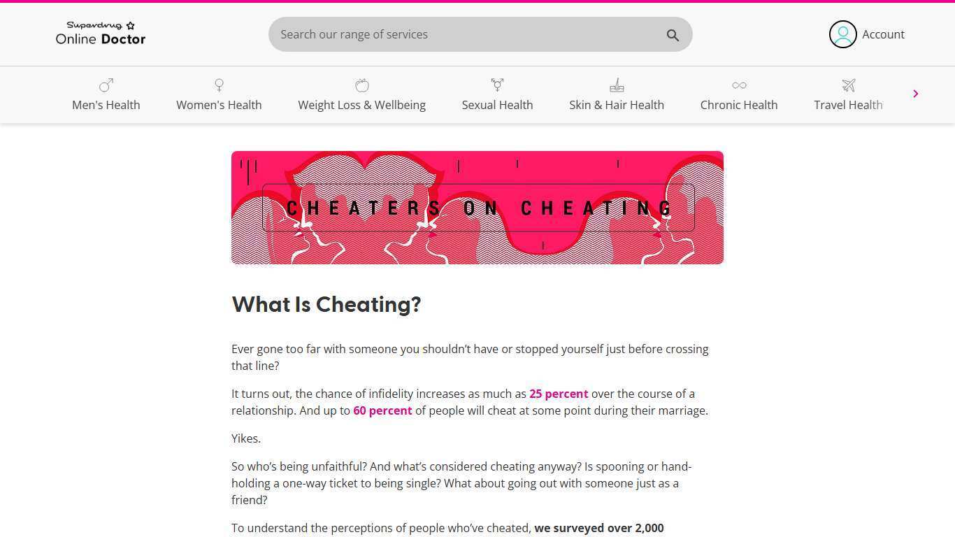 Cheaters On Cheating | Superdrug Online Doctor