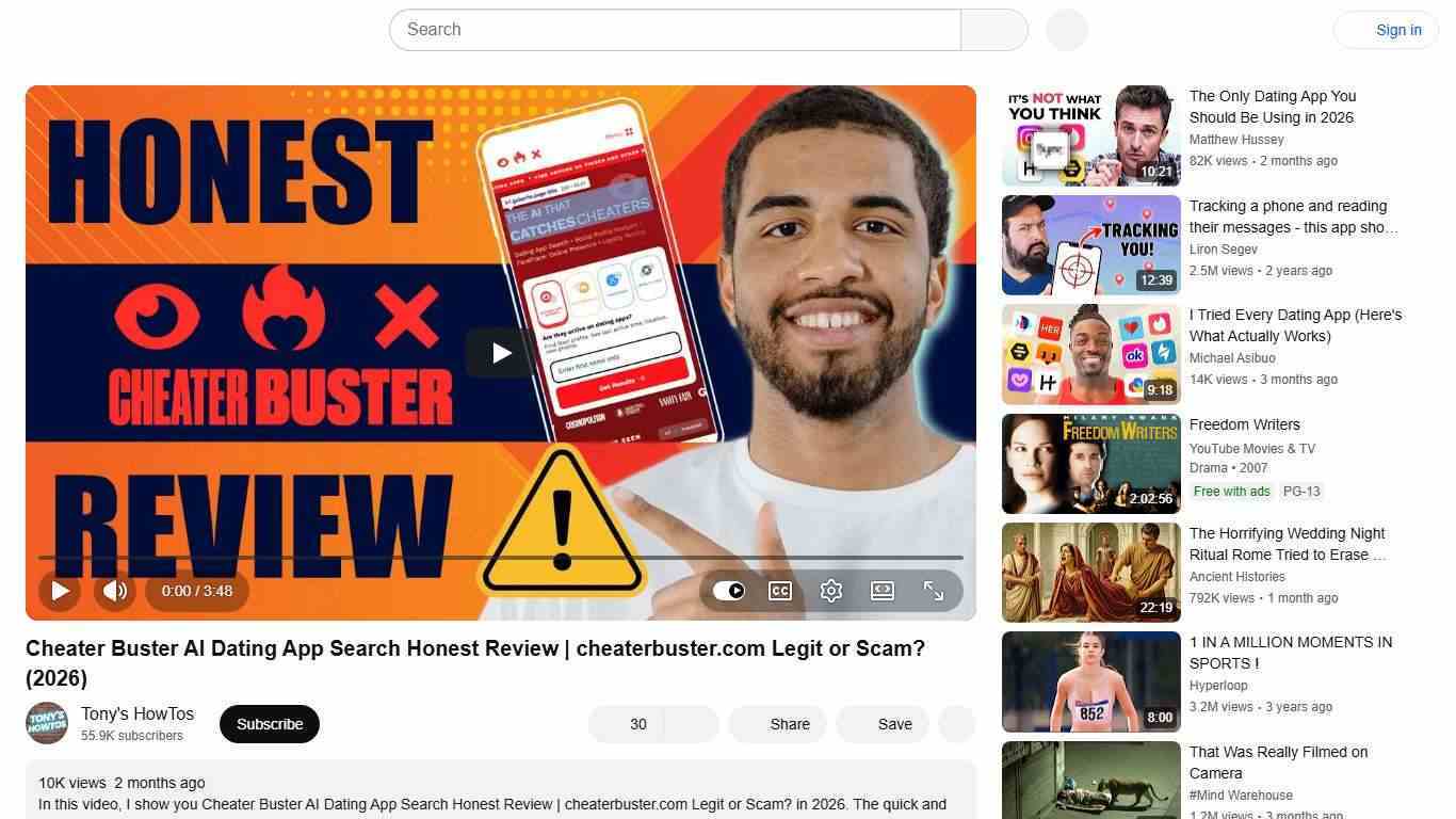 Cheater Buster AI Dating App Search Honest Review | cheaterbuster.com Legit or Scam? (2026) - YouTube